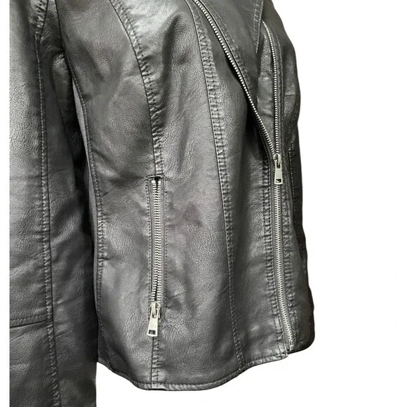 Baccini Sz XL Plus Black Moto Jacket Faux Leather Studded Punk Biker Grunge Rock - Picture 7 of 15